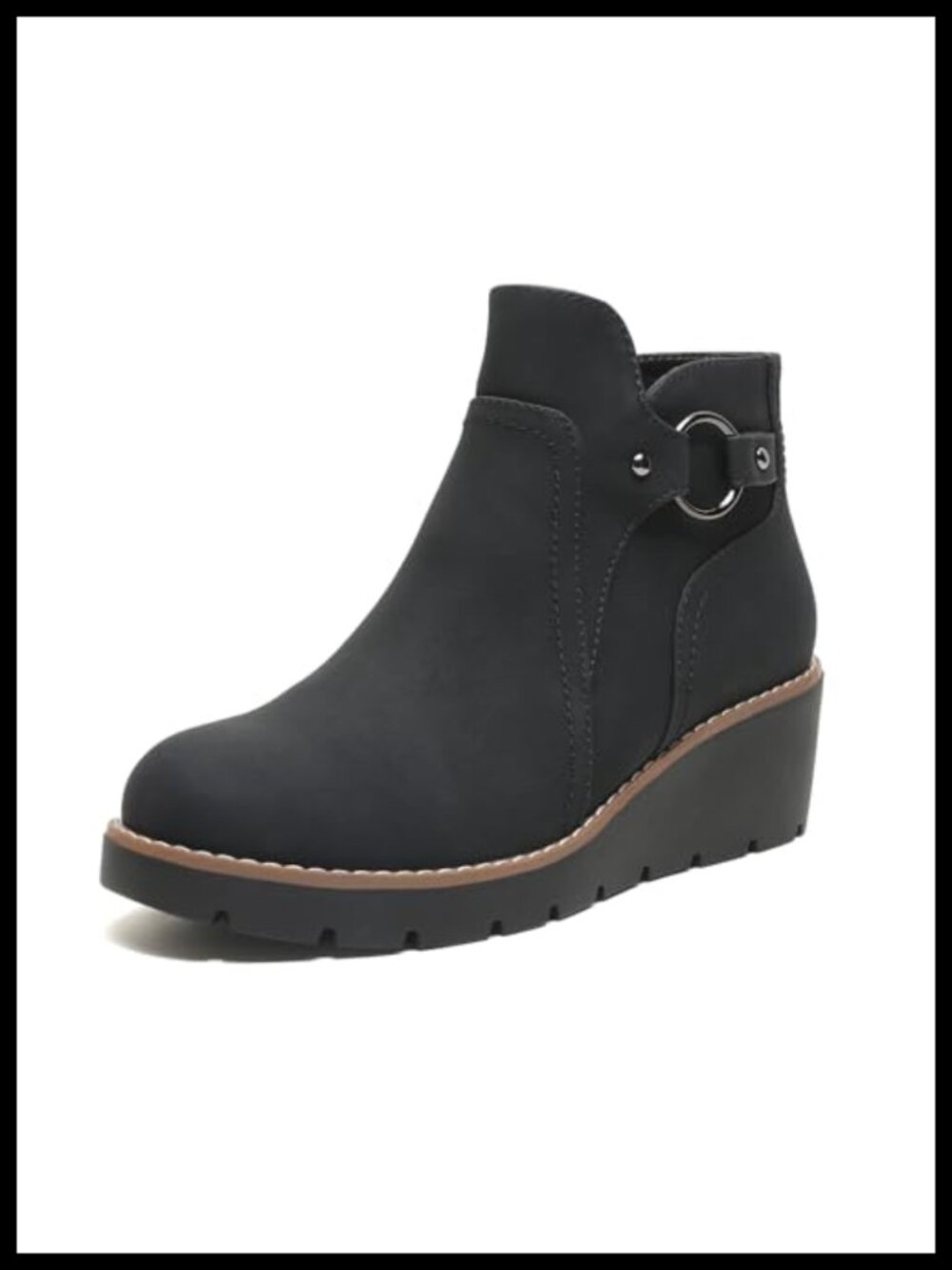Womens Wedge Ankle Boots Chunky Low Heel Fall Short Booties Side Zipper